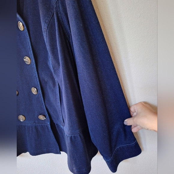 Lemon Way Womens Wonder Stretch Peplum Hem Denim Jacket Size XL - Picture 3 of 8